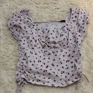 Justice White and Pink Floral Blouse